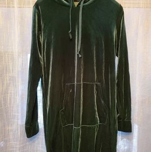 Forever 21 dark green velvet hooded shirt/dress